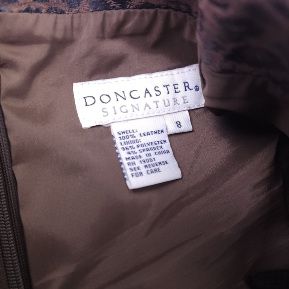 Doncaster Dark Leopard Leather Pleated Bottom Skirt Sz 8 - Picture 8 of 11